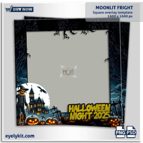 Fun halloween overlay for photo booths photo-booth-overlay-templates-frames-4x6-2x6-square-360-booths-eyelykit-graphics-MOONLIT-FRIGHT-HALLOWEEN-SQUARE