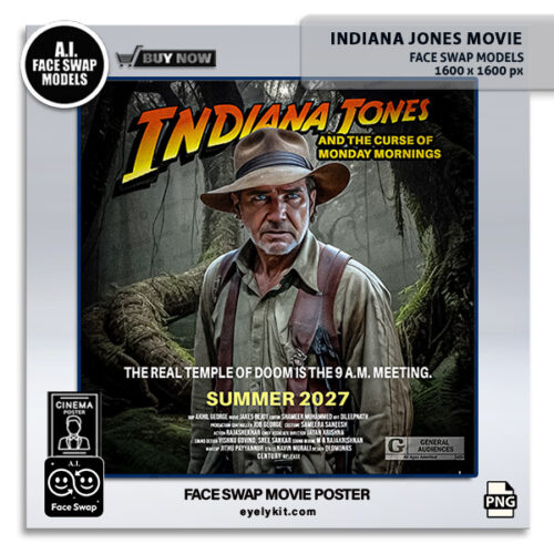 Indiana Jones Movie Poster Face Swap- a thrilling, action-packed set of face swap avatars that lets guests step into the shoes of an iconic adventurer straight from the world of Indiana Jones! This bundle captures the spirit of the original Indiana Jones movie posters, complete with rugged costumes, daring poses, and cinematic effects that bring the excitement of treasure-hunting adventures to your photo booth