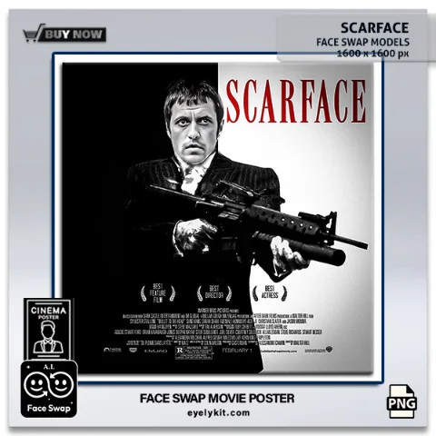 scarface movie poster face swap- Our Scarface Movie Poster Avatar is here to steal the show! Inspired by the iconic poster of the legendary crime drama, this avatar brings the intensity and style of the classic film right into your photo booth. Featuring a meticulously crafted scene with high-quality details, this Scarface avatar allows guests to step into the shoes of an unforgettable character. Perfect for themed events, movie nights, gangster-themed parties, and retro photo booths, this avatar creates an atmosphere that guests will remember long after the event is over.