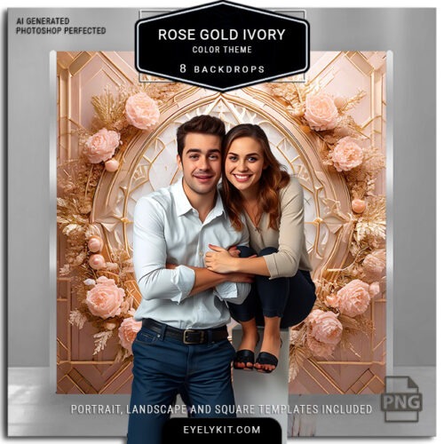 rose gold and ivory wedding backdrops- Compatible with leading photo booth software and green screen or AI background removal technologies, each backdrop is crafted to capture the beauty and style of rose gold and ivory, available in multiple orientations, including square, portrait, and landscape. Let the delicate hues of rose gold and ivory bring your celebration to life, creating a stunning, unforgettable backdrop for all your wedding moments