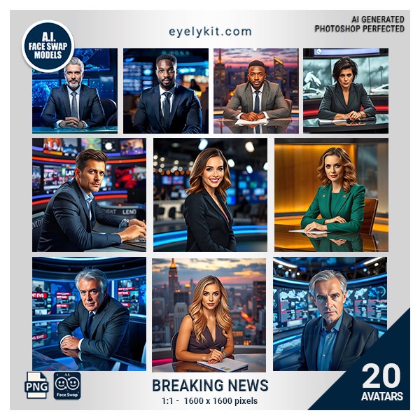 breaking news anchor face swap-The Breaking News Anchor Face Swap Avatars Bundle is the perfect addition for corporate photo booths, media-themed events, professional networking gatherings, and journalism-focused parties. These avatars let guests step into the shoes of a news anchor, creating a fun, memorable experience. Ideal for newsroom photo booths, breaking news-themed overlays, corporate event photography, and media professional photo ops, this bundle helps you deliver a unique photo booth experience.