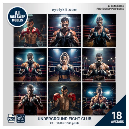 underground fighter face swap- a gritty, action-packed set of face swap avatars designed to bring an intense, adrenaline-fueled experience to your photo booth events! This unique bundle features high-resolution avatars that immerse users in an underground fight club scene, complete with authentic, realistic details that make each photo unforgettable. Perfect for 360 booths, iPad photo booths, and DSLR photo booth setups, these avatars are optimized for face swap software, ensuring seamless and dynamic results that look just like a real-life fighter’s photo.