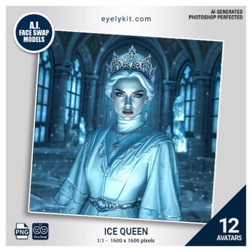 nutcracker ice queen face swap- This enchanting bundle features stunning Nutcracker-inspired Ice Queen avatars, complete with frosty tiaras, shimmering ice-blue gowns, and regal wintery accessories, perfect for adding a dash of winter wonderland fantasy to Christmas parties, winter weddings, and themed celebrations.