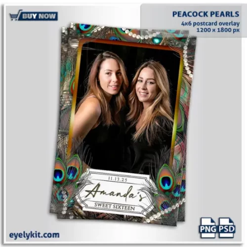 Peacock Feathers Photo Booth Template- Peacock Feathers Photo Booth Template, a stunning design that combines the beauty of nature with an air of sophistication. Featuring vibrant peacock feather motifs, jewel-toned colors, and intricate details, this template is perfect for weddings, gala events, upscale celebrations, and peacock-themed parties.