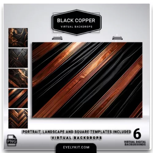 black and copper virtual backdrops- a luxurious collection of professionally designed digital backgrounds tailored for photo booths, photographers, and event professionals. This versatile bundle offers a selection of elegant black and copper-themed virtual backdrops, perfect for creating stunning visuals for weddings, corporate events, holiday parties, galas, and other upscale occasions.