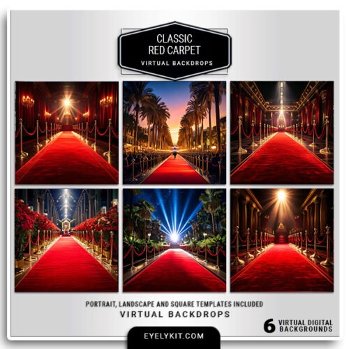 Classic Red Carpet Photo Backdrops- resolution digital designs that bring the allure of Hollywood to your events. Perfect for photo booths, photographers, and event planners, these backdrops exude sophistication and charm, making them the ideal choice for award ceremonies, gala nights, premieres, and celebrity-themed parties.