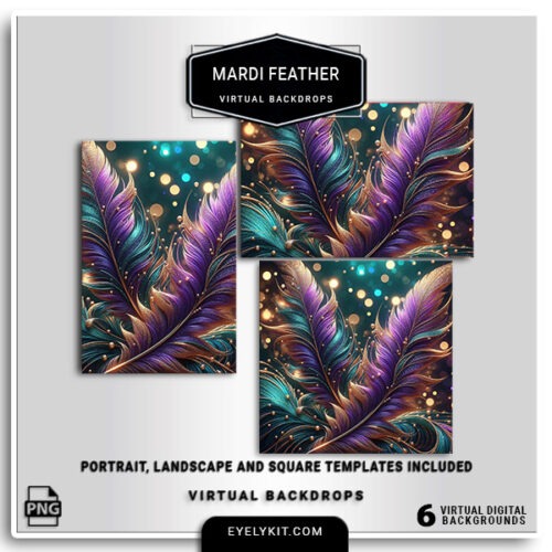 mardi gras themed virtual backdrops- Mardi Gras Feather Virtual Backdrop Bundle for Photo Booths – Vibrant, Festive, High-Quality Backgrounds