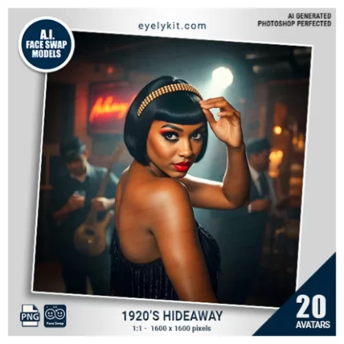 1920s Hideaway swap Avatars- Perfect for Gatsby-inspired parties, jazz-themed events, or anyone who wants to experience the extravagance of the Roaring Twenties, these high-quality avatars let your guests live out their own iconic moments in this unforgettable era. Whether you're hosting a Great Gatsby party, a flapper-themed event, or just looking to add some vintage charm to your photo booth, these 1920s Hideaway face swaps are the perfect way to channel the glitz, glamour, and fun of the Jazz Age.