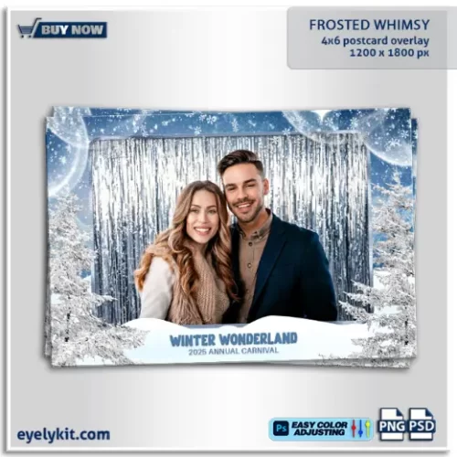 winter wonderland photo booth template- Winter wonderland photo booth overlay, Christmas photo booth template, holiday photo booth graphics, frozen theme overlay, snowflake photo booth design, winter wedding photo booth template, editable holiday overlays, photo booth overlay for winter events, seasonal photo booth designs, customizable winter photo booth template.