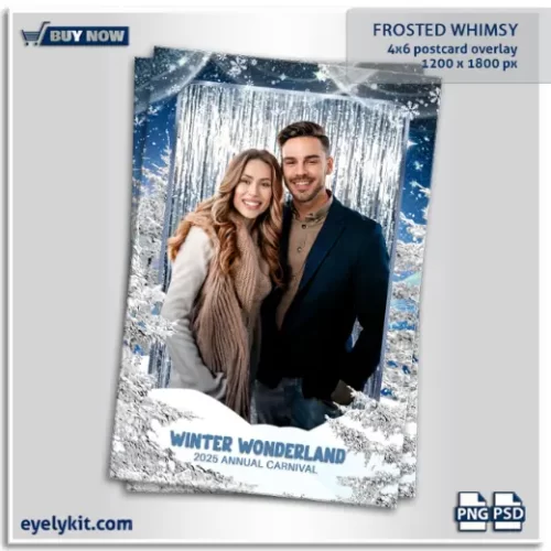 winter wonderland photo booth template- Winter wonderland photo booth overlay, Christmas photo booth template, holiday photo booth graphics, frozen theme overlay, snowflake photo booth design, winter wedding photo booth template, editable holiday overlays, photo booth overlay for winter events, seasonal photo booth designs, customizable winter photo booth template.