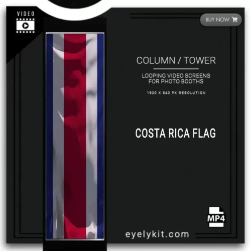 costa rica flag column screen- This high-quality MP4 animation features the Costa Rican flag gracefully waving in the breeze, creating a visually captivating and culturally meaningful display for your events and setups.