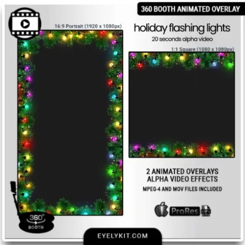 Christmas lights video effects for 360 booths-The Holiday Flashing Lights Frame is designed to encapsulate the warmth and excitement of the holiday season. With dynamic, twinkling lights in festive colors, this overlay transforms any video into a celebration of light and joy.