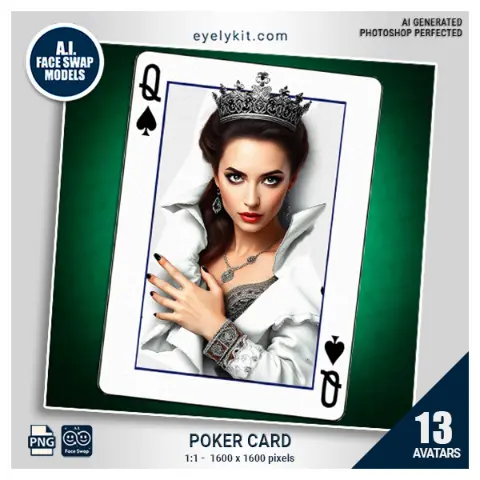 Poker Cards face swap Avatars- Poker cards face swap avatars, casino-themed photo booth graphics, poker night photo booth overlays, Las Vegas party face swaps, card-themed avatars for photo booths, photo booth poker face swap, fun casino party ideas, card deck avatars for events, face swap for poker-themed parties, interactive casino photo booth assets.