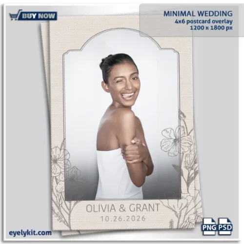 minimal wedding Photo Booth Overlay- Featuring a clean white background and delicately crafted outlines of leaves, this overlay design embodies sophistication and simplicity. Perfect for modern couples, it offers a seamless way to enhance wedding memories with style and grace.