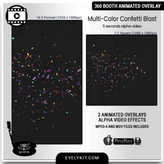 100+ Stunning Multi-Color Confetti Alpha Effects 360 Booths